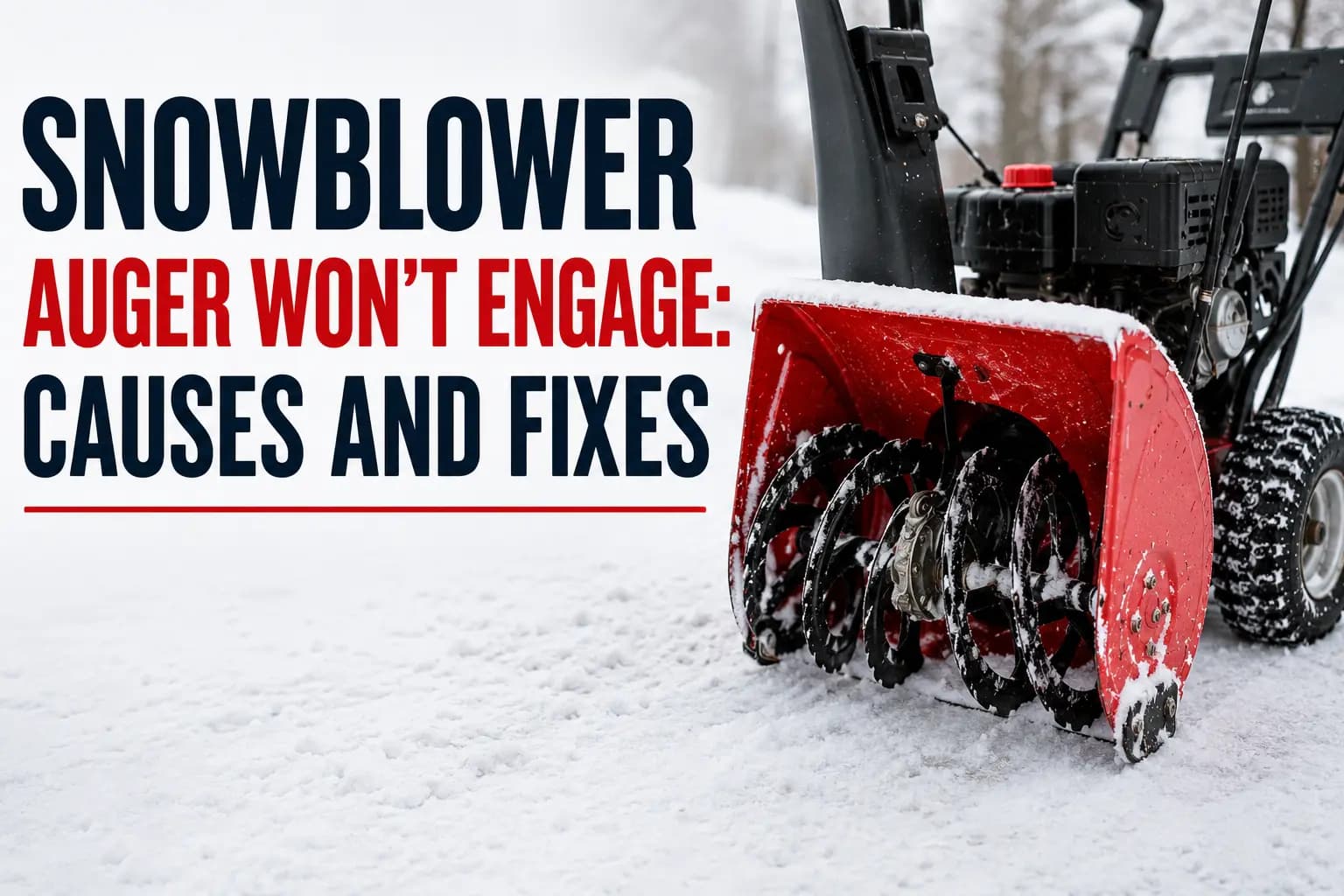 Snowblower auger drive being inspected for a mechanical failure